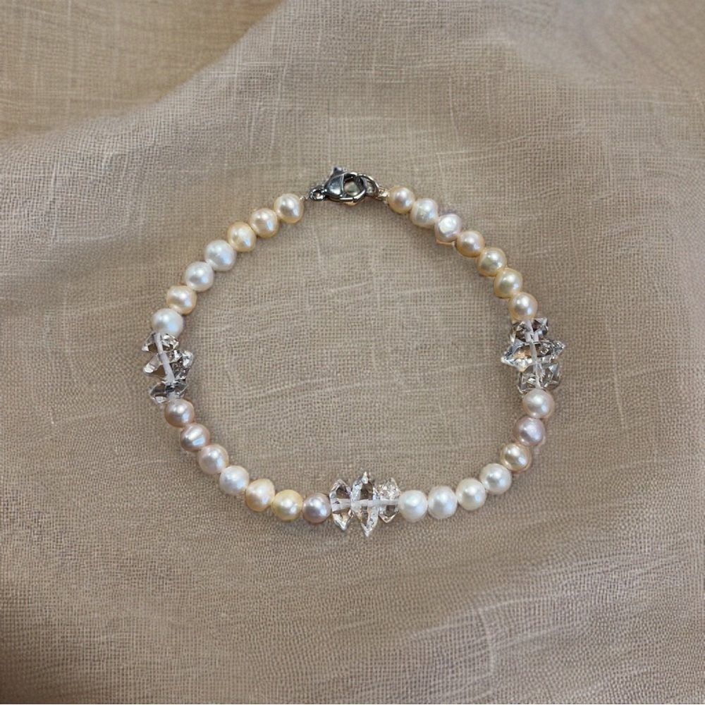 Hand Made Diamond Pearl Bracelet